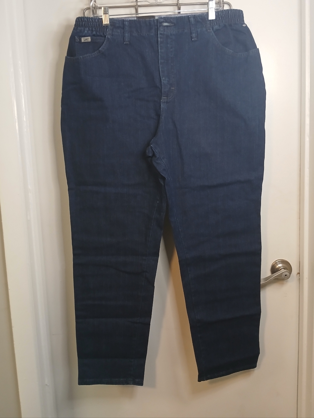Lee Dark Blue Relaxed Tapered Leg Mid Rise Elastic Waist Jeans 16W New!